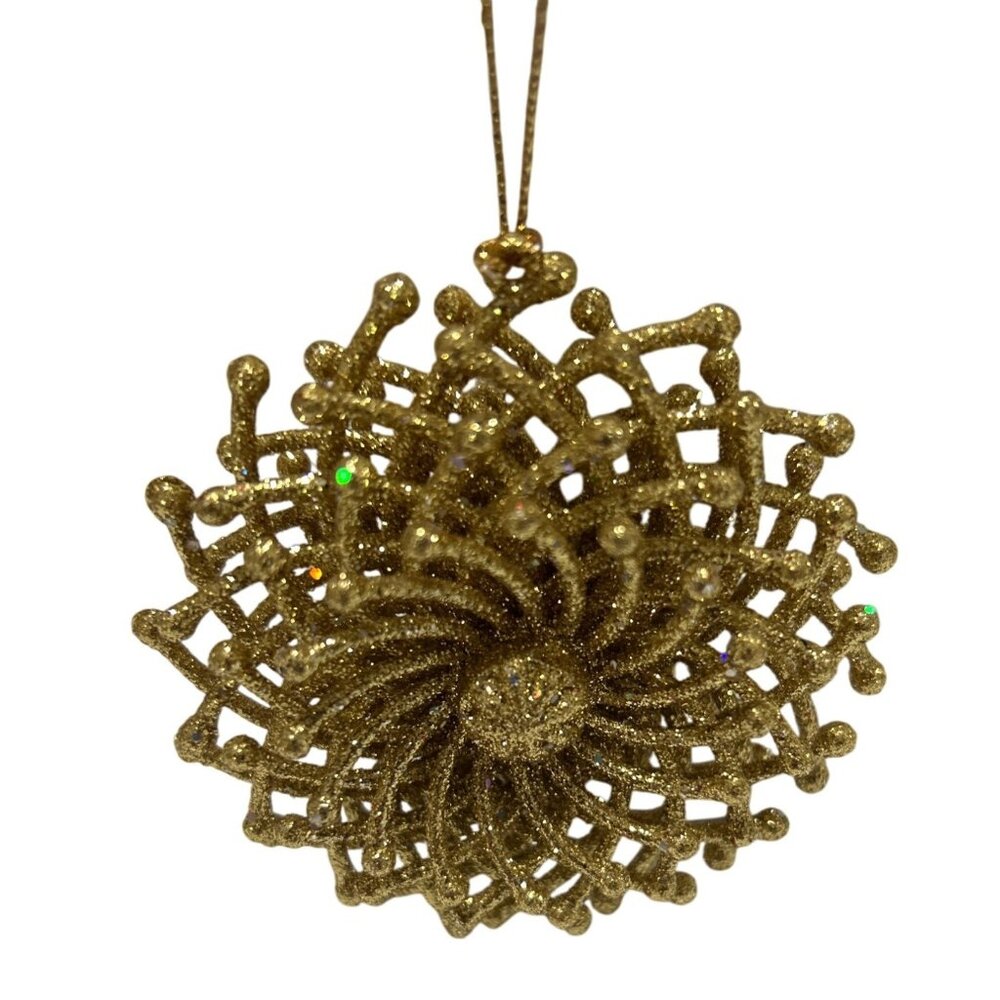 Gold Glitter Snowflake Ornament Set - 2 Pieces